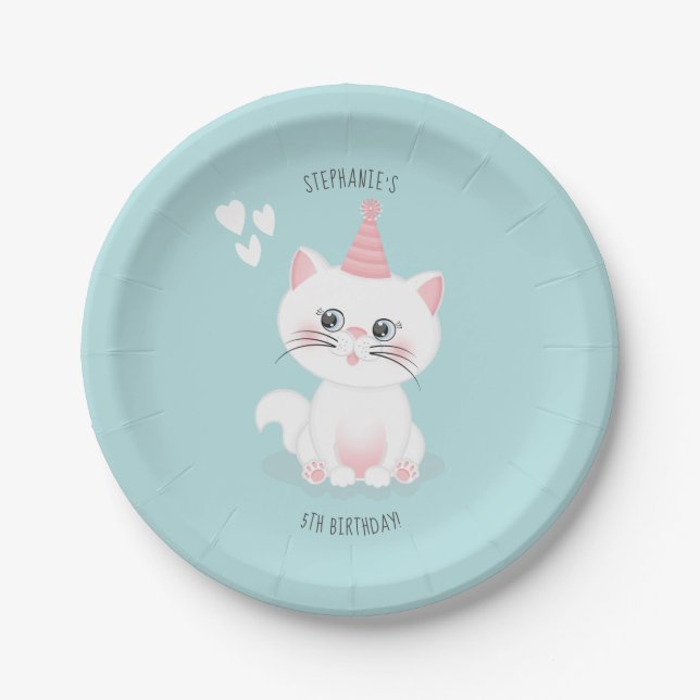 Cat Purr-fect Day Birthday Paper Plate (Front)