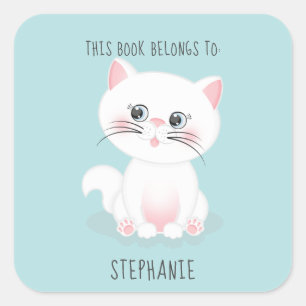 Cat Purr-fect Day This Book Belongs to Square Sticker
