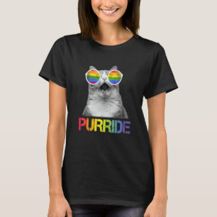 Cat Purride Gay Pride Rainbow Sunglasses Lgbtq T-Shirt