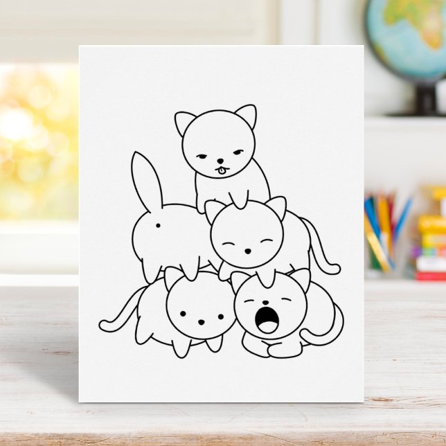 Cat Pyramid - Group of Cats Colouring Page Poster (Creator Uploaded)