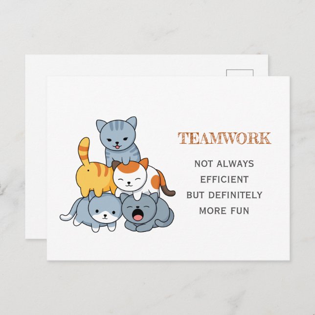 Cat Pyramid - Group of Cats Teamwork Quote Postcard (Front/Back)