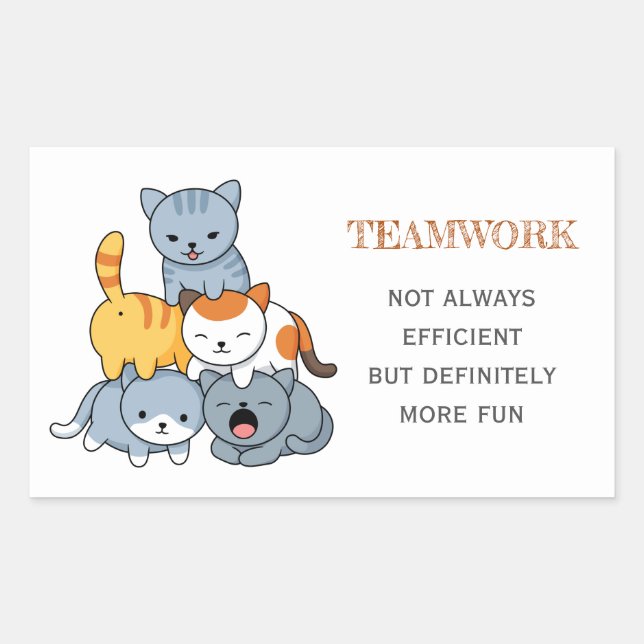 Cat Pyramid - Group of Cats, Teamwork Quote Rectangular Sticker (Front)