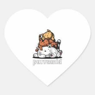 Cat Pyramid Purramid Cute Kittens Heart Sticker