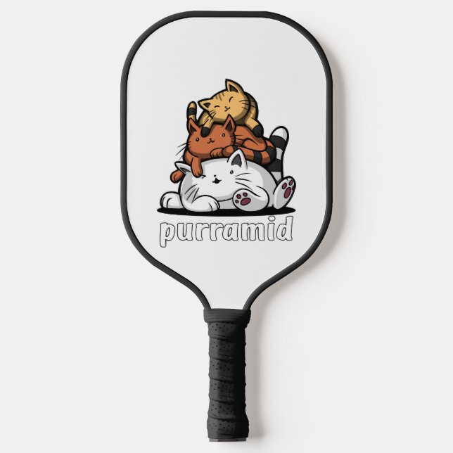 Cat Pyramid Purramid Cute Kittens Pickleball Paddle (Front)