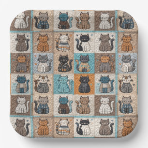 Cat Quilt Design Paper Plate