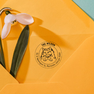 Cat Rag Doll Family Return Address  Rubber Stamp