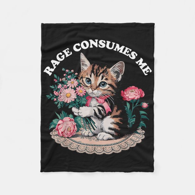 Cat Rage Consumes Me  Fleece Blanket (Front)