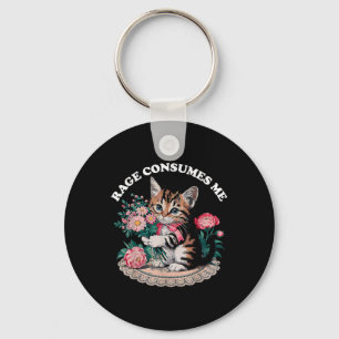 Cat Rage Consumes Me  Key Ring