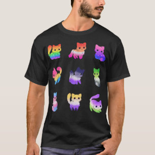 Cat Rainbow Gay Pride Cute LGBT Pride Animal Pet L T-Shirt
