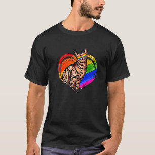 Cat Rainbow Heart Animal Gay Lesbian Pride Lgbt T-Shirt