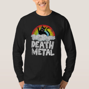 Cat Rainbow Heavy Metal Band Kids Goth Death Metal T-Shirt