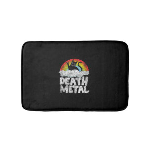 Cat Rainbow Heavy Metal Band Kids Goth Funny Death Bath Mat
