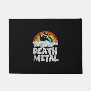 Cat Rainbow Heavy Metal Band Kids Goth Funny Death Doormat