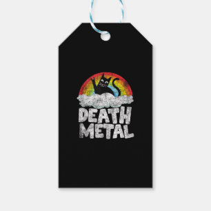 Cat Rainbow Heavy Metal Band Kids Goth Funny Death Gift Tags