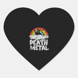 Cat Rainbow Heavy Metal Band Kids Goth Funny Death Heart Sticker