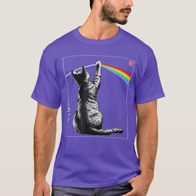 Cat Rainbow Prism Japanese Art Light Spectrum Mini T-Shirt (Front)