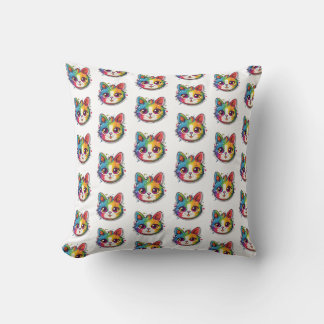 Cat rainbow style cushion