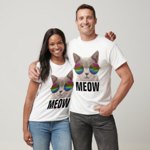 CAT RAINBOW SUNGLASSES T-Shirts, MEOW T-Shirt