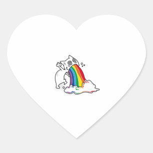 cat rainbow vomit heart sticker