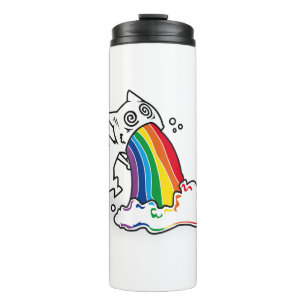 cat rainbow vomit thermal tumbler