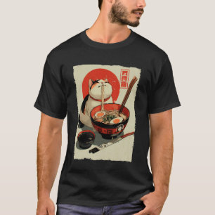 Cat Ramen Aesthetic Japanese Ukiyo-e Artwork Anime T-Shirt