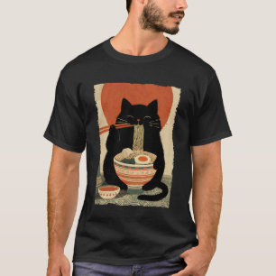 Cat Ramen Aesthetic Japanese Ukiyo-e Artwork Anime T-Shirt