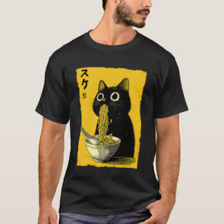 Cat Ramen Aesthetic Japanese Ukiyo-e Artwork Anime T-Shirt
