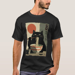 Cat Ramen Aesthetic Japanese Ukiyo-e Artwork Anime T-Shirt