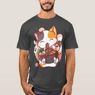 Cat Ramen Bowl Anime Japanese Noodles Kawaii Neko T-Shirt