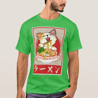 Cat Ramen Bowl Anime Japanese Noodles Kawaii Neko T-Shirt
