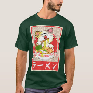 Cat Ramen Bowl Anime Japanese Noodles Kawaii Neko T-Shirt