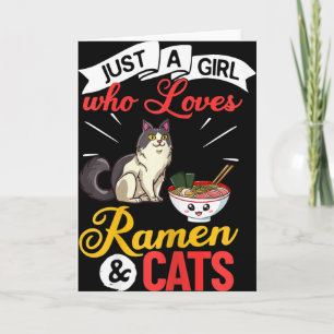 Cat Ramen Bowl Chicken Noodle Soup Japanese Card