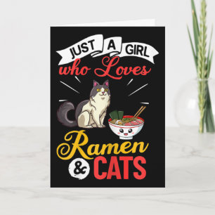 Cat Ramen Bowl Chicken Noodle Soup Japanese Card