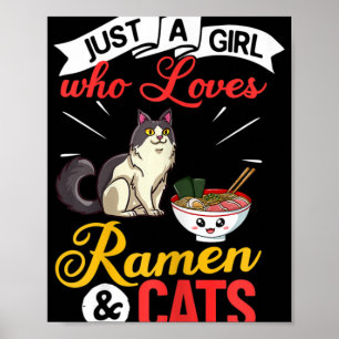 Cat Ramen Bowl Chicken Noodle Soup Japanese Poster