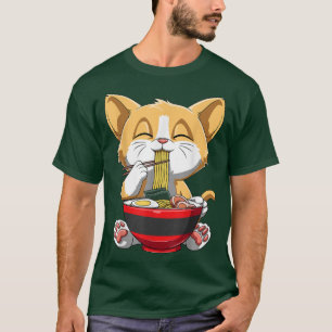 Cat Ramen Bowl Funny Cat Noodle Bowl Cute Cat Eati T-Shirt