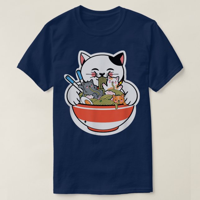 Cat Ramen  Cat Japanese Kawaii Cute Anime  T-Shirt (Design Front)