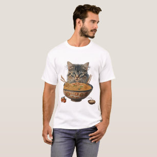 cat ramen, Cute Cat Eating Ramen, japanese ramen T-Shirt