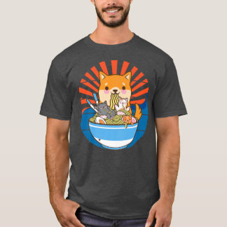 Cat Ramen Dog Shiba Inu Japanese Kawaii Cute Anime T-Shirt