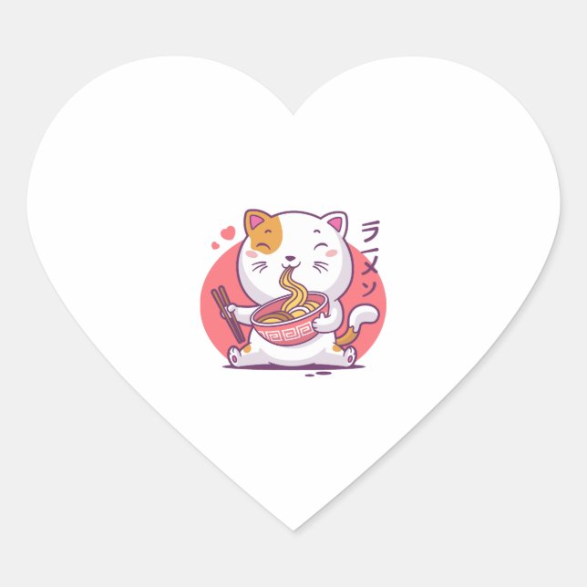 cat ramen heart sticker (Front)