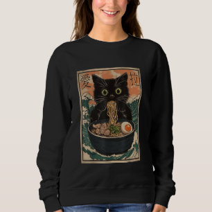 Cat Ramen Japanese Art Great Wave Kanagawa Funny G Sweatshirt