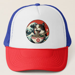 Cat Ramen Japanese Art Vintage Style Trucker Hat