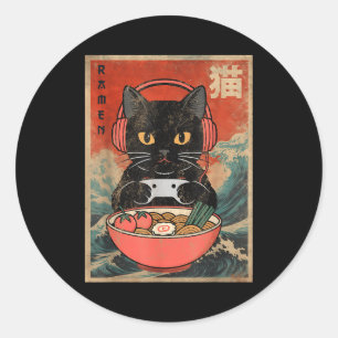 Cat Ramen Japanese Funny Graphic Kawaii Anime Classic Round Sticker