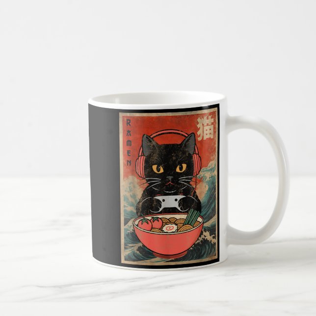 Cat Ramen Japanese Funny Graphic Kawaii Anime  Coffee Mug (Right)