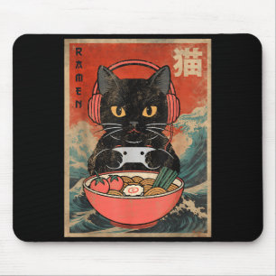 Cat Ramen Japanese Funny Graphic Kawaii Anime Mouse Pad
