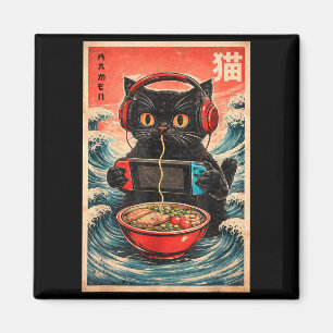 Cat Ramen Japanese Funny Graphic Kawaii Cat Anime Magnet