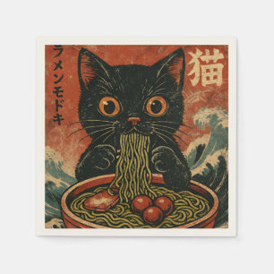 Cat Ramen Japanese Funny Graphic Kawaii Cat Anime Napkin