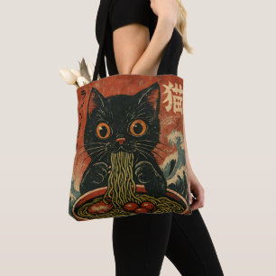 Cat Ramen Japanese Funny Graphic Kawaii Cat Anime Tote Bag