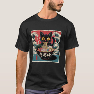 Cat Ramen Japanese Funny Graphic Tees Kawaii Cat A