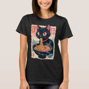 Cat Ramen Japanese Funny Graphic Tees Kawaii Cat A
