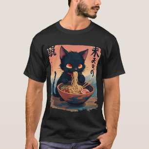 Cat Ramen Japanese Funny Graphic Tees Kawaii Cat A